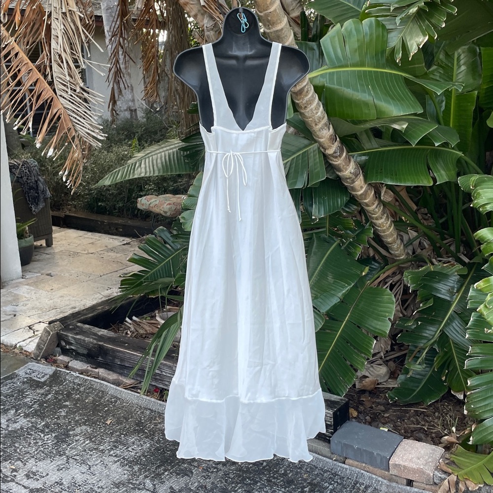 Linea Donatello lace trim, and pearl beaded ruffle slip, dress or nightgown - Picture 4 of 6